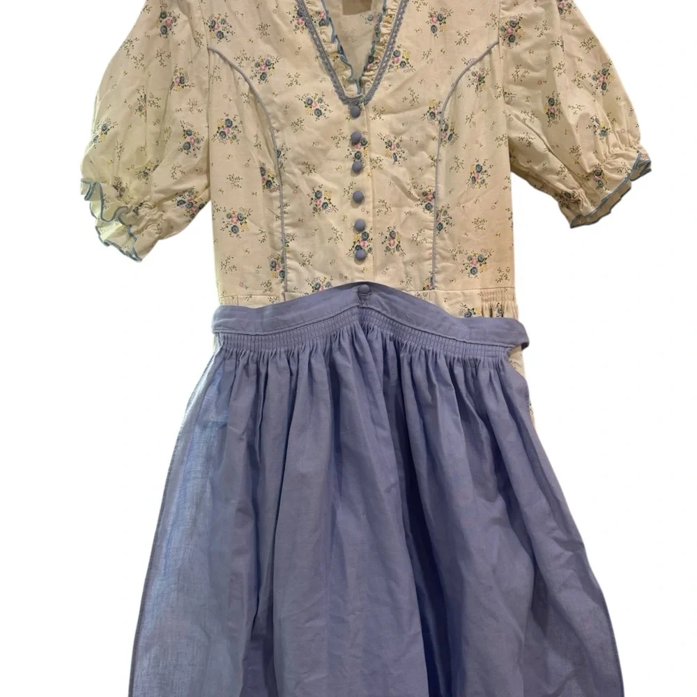 Vintage Dirndl Aus Bayern Dress With Blue Apron - Picture 2 of 5